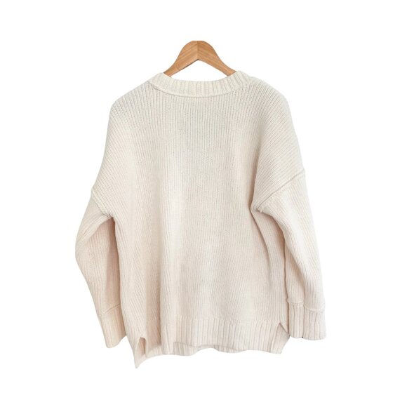Abercrombie & Fitch Sweater Women Medium Cardigan Ivory Cream Knit Chenille - Picture 2 of 12